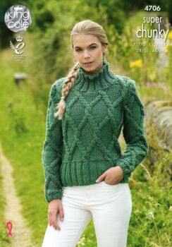 4706 SWEATERS AND SLIPOVER KNITTING PATTERN BY KING COLE