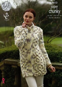 4613 COAT AND CARDIGAN KNITTING PATTERN BY KING COLE