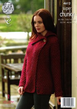 4612 CARDGIAN, COAT AND GILET KNITTING PATTERN BY KING COLE