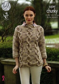 4611 SWEATERS AND CARDIGAN KNITTING PATTERN BY KING COLE