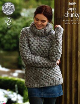 4609 SWEATER AND CARDIGAN KNITTING PATTERN BY KING COLE
