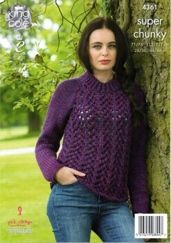 4361 CARDIGAN AND SWEATER KNITTING PATTERN BY KING COLE