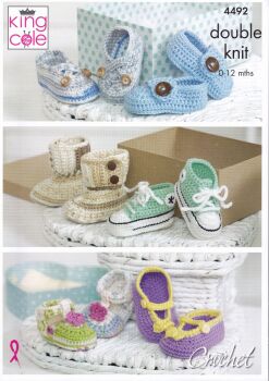 4492 BABY SHOES CROCHET PATTERN BY KING COLE