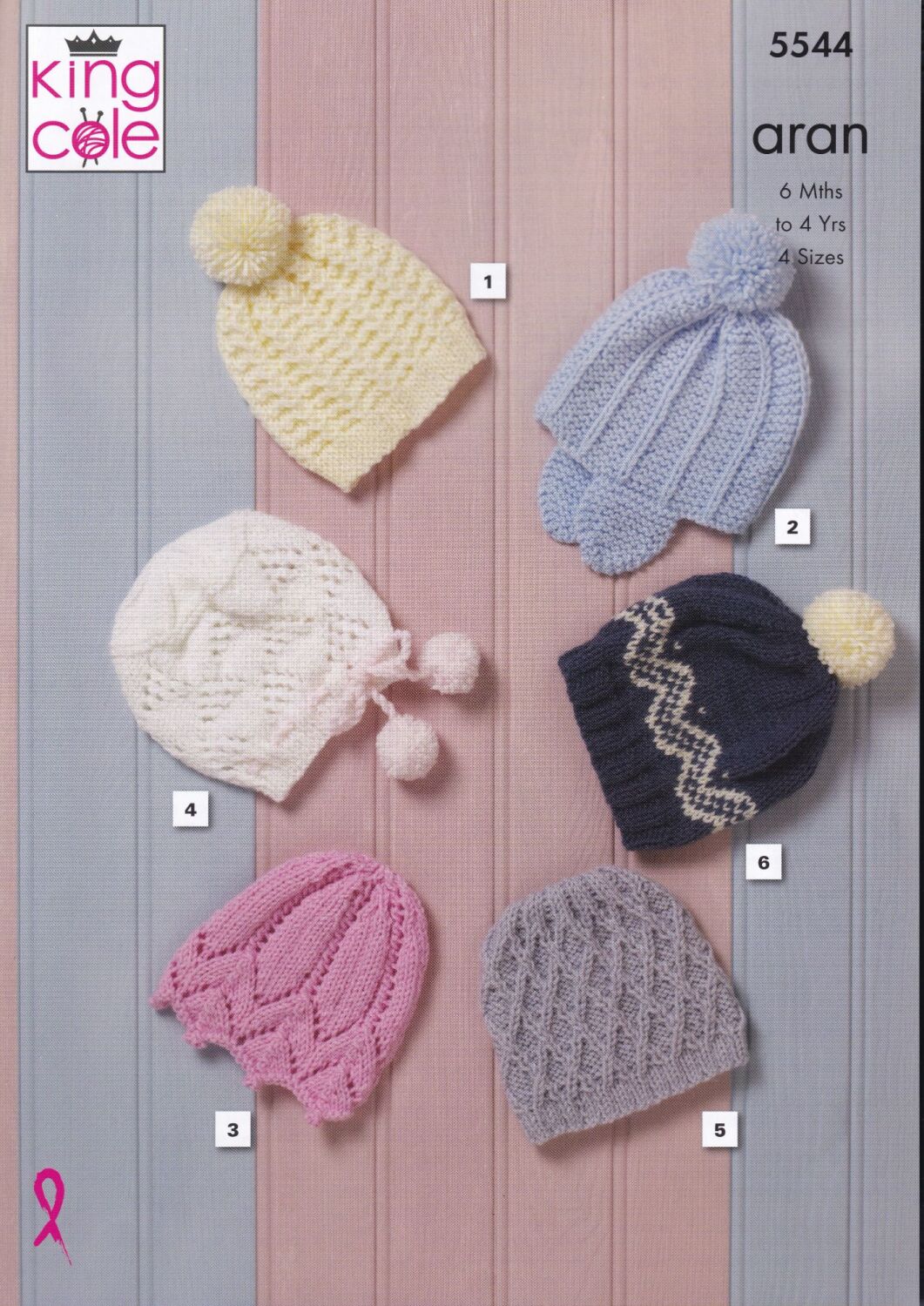 5544 CHILDRENS HATS KNITTING PATTERN BY KING COLE