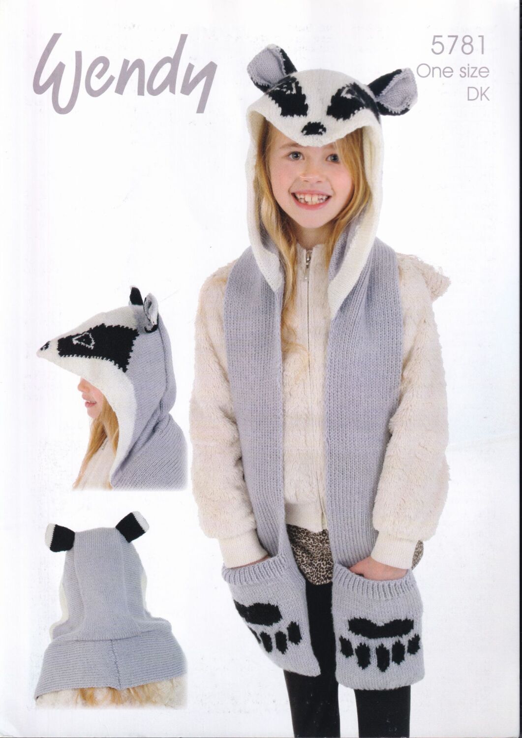 5781 BADGER SCARF HOOD KNITTING PATTERN BY WENDY