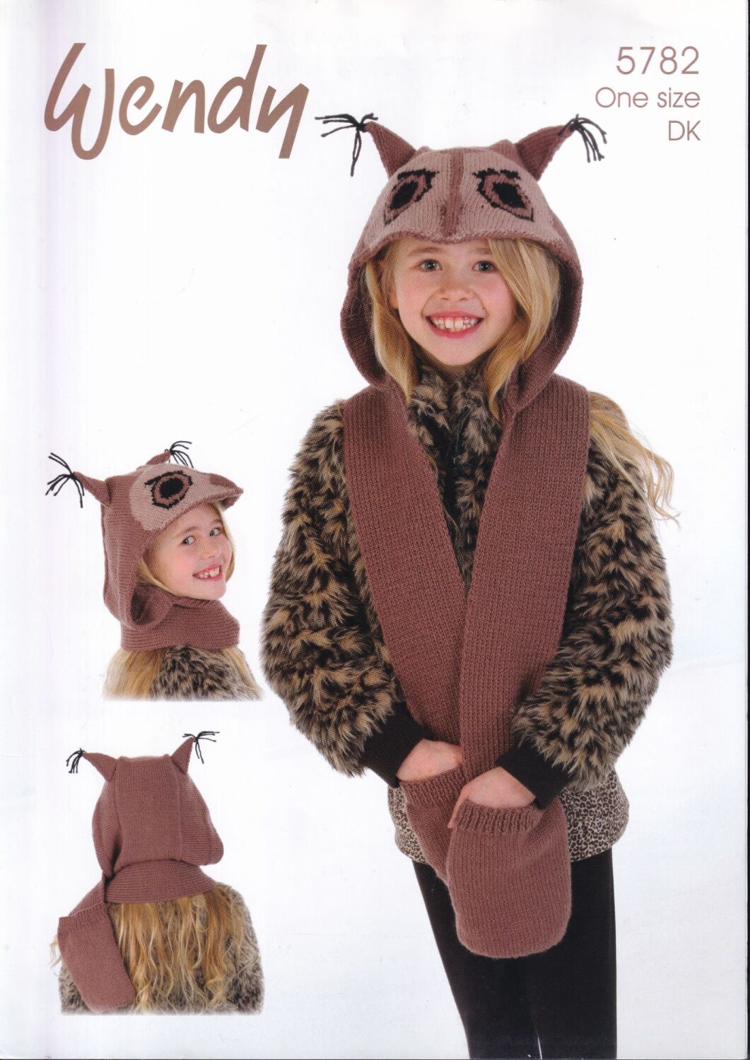 5782 OWL SCARF HOOD KNITTING PATTERN BY WENDY