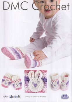 BUNNY MITTENS AND BOOTEES CROCHET PATTERN BY DMC
