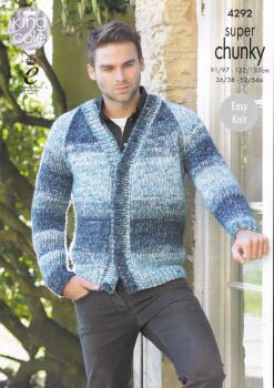 4292 V NECK SWEATER AND CARDIGAN KNITTING PATTERN BY KING COLE