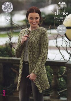 4610 CARDIGAN AND COAT KNITTING PATTERN BY KING COLE