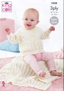 5508 CARDIGAN AND BLANKET KNITTING PATTERN BY KING COLE