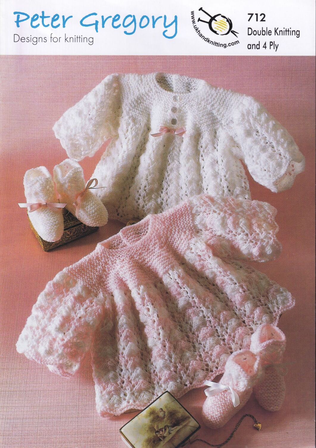 712 ANGEL TOP AND BOOTEES KNITTING PATTERN BY PETER GREGORY