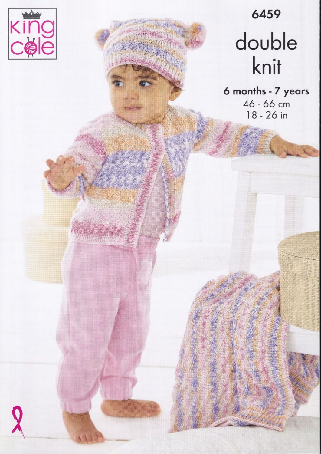 6459 BABY JACKET, HAT AND BLANKET KNITTING PATTERN BY KING COLE