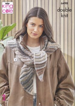 6498 SCARF AND SHAWL KNITTING PATTERN BY KING COLE