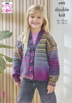 6492 CHILDRENS CARDIGANS KNITTING PATTERN BY KING COLE