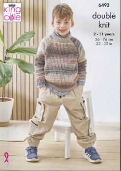 6493 CHILDRENS SWEATERS KNITTING PATTERN BY KING COLE