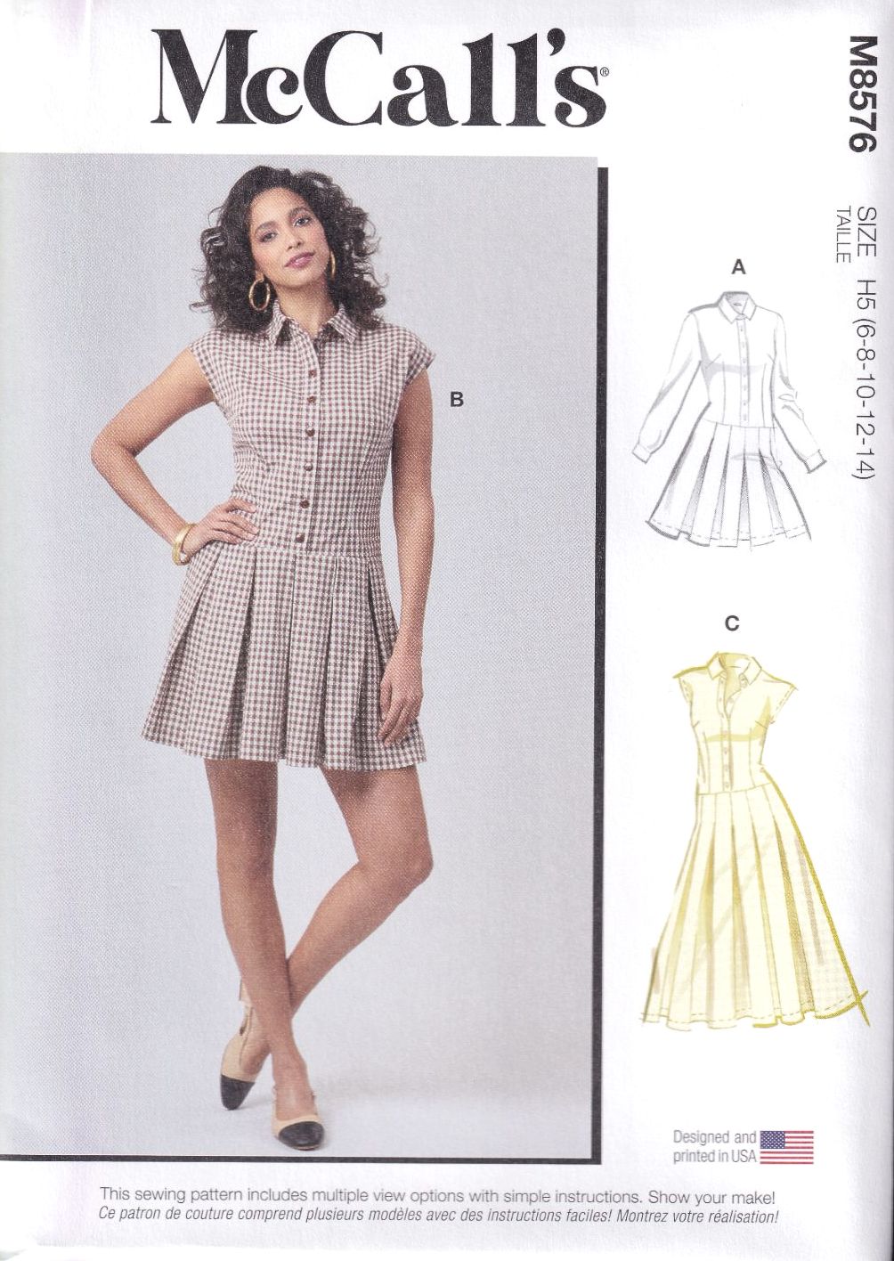 McCALLS 8576 MISSES DRESS WITH SLEEVES SEWING PATTERN -SIZE H5 (6,8,10,12,1