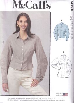 McCALLS 8580 SHIRT IN TWO LENGTHS SEWING PATTERN- SIZE H5 (6,8,10,12,14)