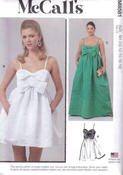 McCALLS 8581 DRESS IN TWO LENGTHS SEWING PATTERN-SIZE M1 (10,12,14,16,18)