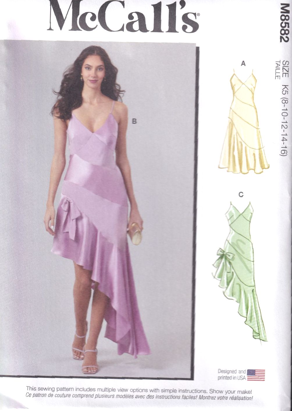 McCALLS 8582 DRESS IN TWO LENGTHS SEWING PATTERN- SIZE K5 (8,10,12,14,16)