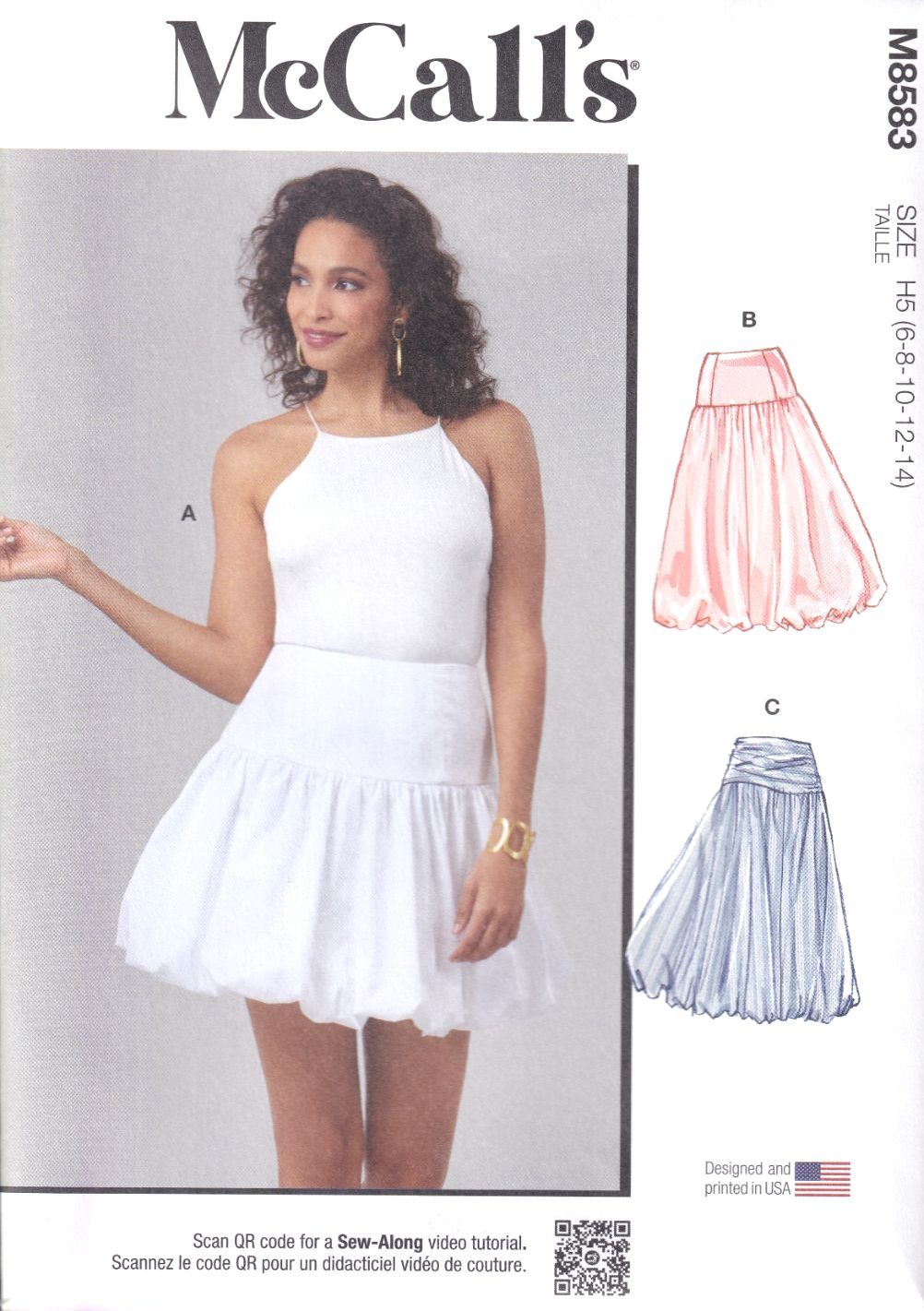 McCALLS 8583 SKIRT IN TWO LENGTHS SEWING PATTERN- SIZE H5 (6,8,10,12,14)
