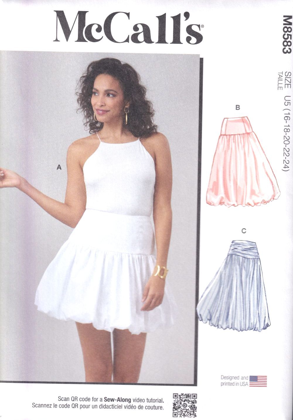 McCALLS 8583 SKIRT IN TWO LENGTHS SEWING PATTERN- SIZE U5 (16,18,20,22,24)