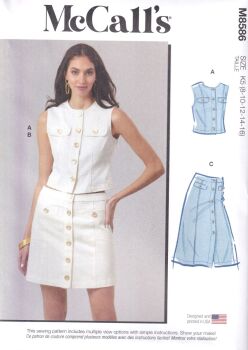 McCALLS 8586 TOP AND SKIRT IN TWO LENGTHS SEWING PATTERN-SIZE K5 (8,10,12,14,16)