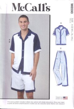 McCALLS 8590 TOP, SHORTS AND PANTS SEWING PATTERN-SIZE A(S,M,L,XL,XXL)