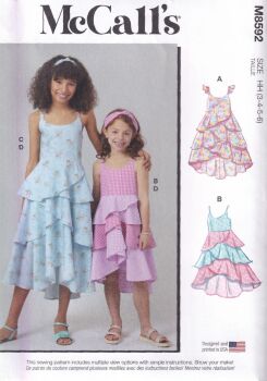 McCALLS 8592 GIRLS DRESSES AND HEADBANDS SEWING PATTERN-SIZE HH(3,4,5,6)