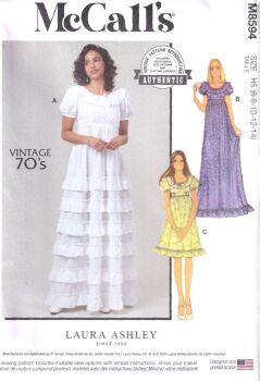 McCALLS 8594 LAURA ASHLEY DRESS SEWING PATTERN-SIZE H5 (6,8,10,12,14)