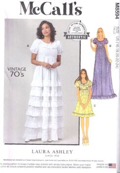 McCALLS 8594 LAURA ASHLEY DRESS SEWING PATTERN-SIZE U5(16,18,20,22,24)