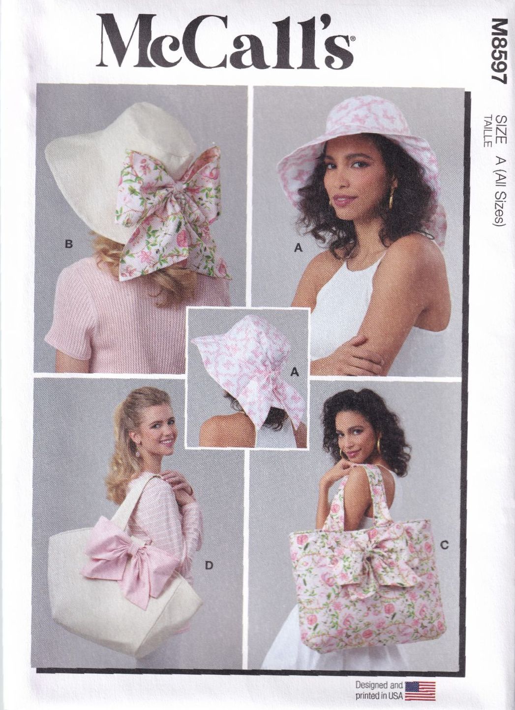McCALLS 8597 HATS AND BAGS SEWING PATTERN - ALL SIZES