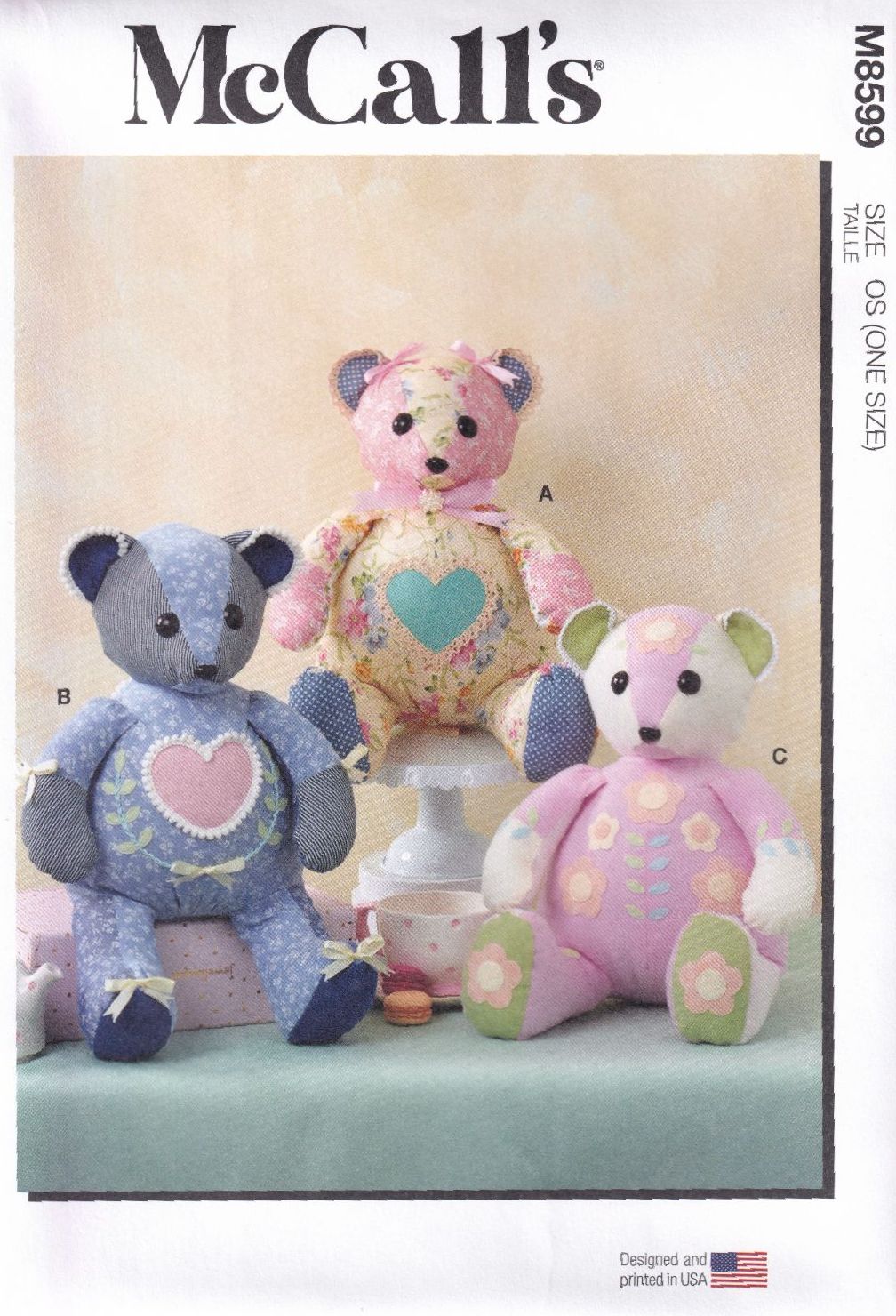 McCALLS 8599 PATCHWORK PLUSH BEARS-SIZE OS (ONE SIZE)