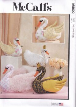 McCALLS 8600 PLUSH SWANS IN TWO SIZES SEWING PATTERN- ONE SIZE