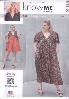 McCALLS ME2120 ALISHA GRACE DRESS WITH SLEEVE AND LENGTH VARIATION SEWING PATTERN-SIZE Y5 (18,20,22,24,26)