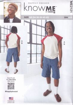McCALLS ME2121 HAPPILY DRESSED MENS TOP AND SHORTS SEWING PATTERN-SIZE AA(34,36,38,40,42)