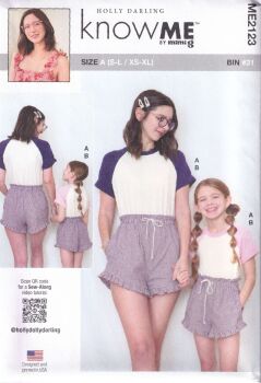 McCALLS ME2123 HOLLY DARLING T-SHIRT AND SHORTS SEWING PATTERN-SIZE A (S-L/XS-XL)