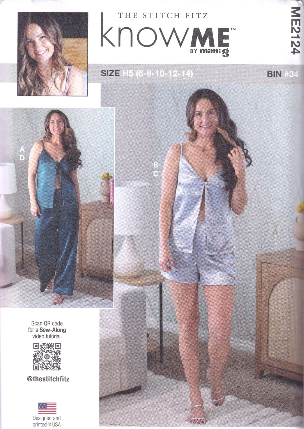 McCALLS ME2124 THE STITCH FIZZ TOP, PANTS AND SHORTS SEWIING PATTERN-SIZE H