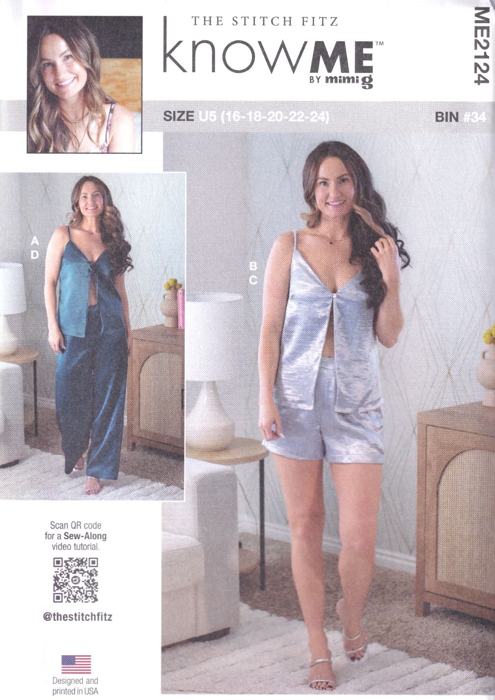 McCALLS ME2124 THE STITCH FIZZ TOP, PANTS AND SHORTS SEWIING PATTERN-SIZE U