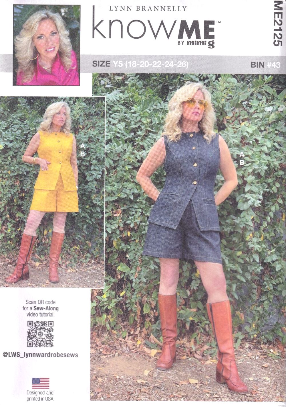McCALLS ME2125 LYNN BRANNELLY VEST AND SHORTS SEWING PATTERN-SIZE Y5 (18,20