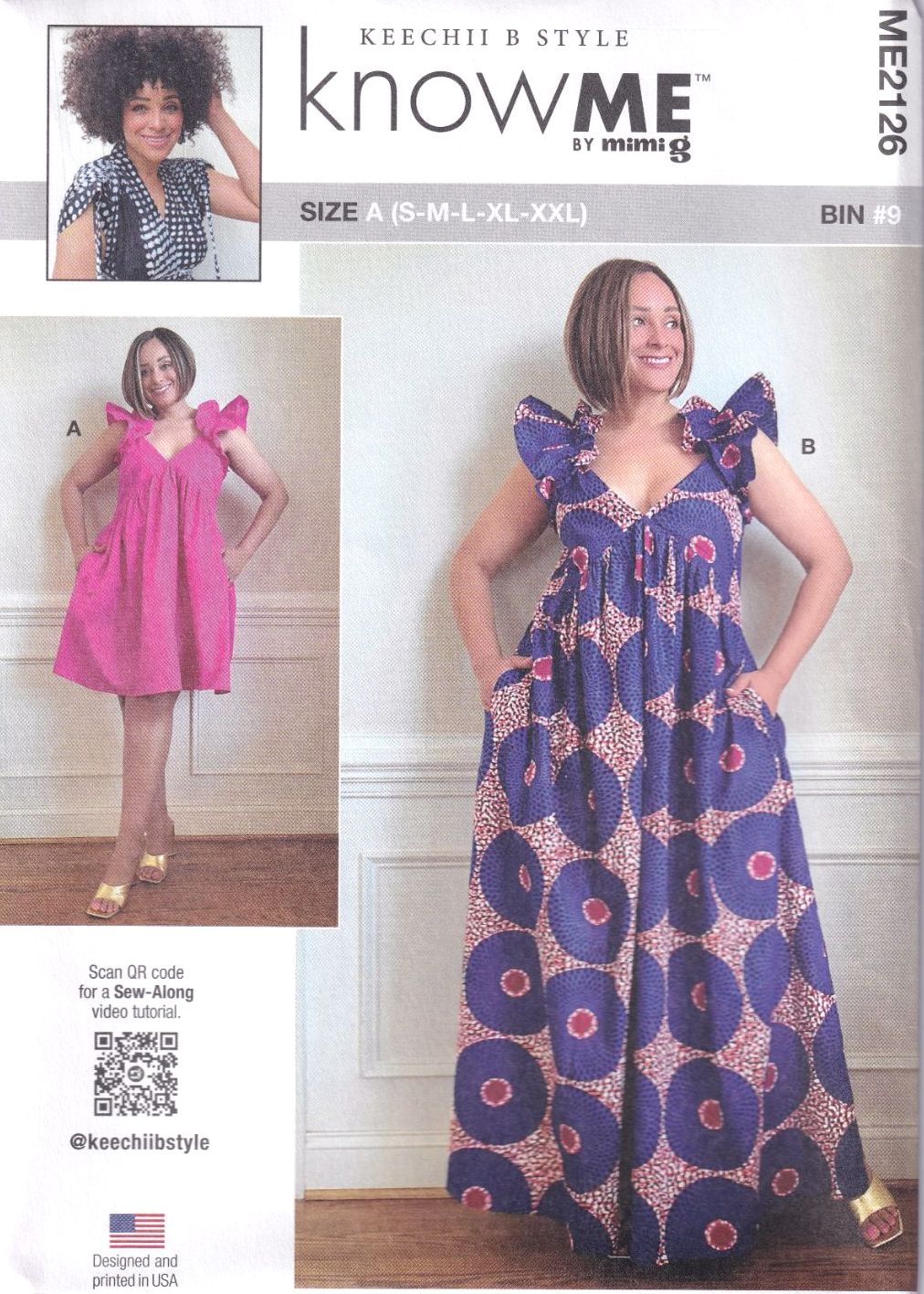 McCALLS ME2126 KEECHII B STYLE DRESS IN TWO LENGTHS SEWING PATTERN-SIZE A (