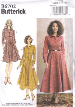 BUTTERICK B6702 DRESS SEWING PATTERN-SIZE A5 (6,8,10,12,14)