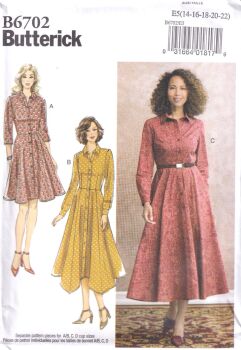 BUTTERICK B6702 DRESS SEWING PATTERN-SIZE E5 (14,16,18,20,22)