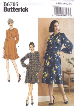 BUTTERICK B6705 DRESS SEWING PATTERN- SIZE A5 (6,8,10,12,14)