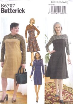 BUTTERICK B6707 DRESSES SEWING PATTERN- SIZE B5 (8,10,12,14,16)