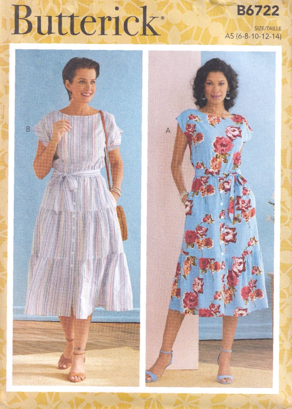 BUTTERICK B6722 DRESSES SEWING PATTERN-SIZE A5 (6,8,10,12,14)