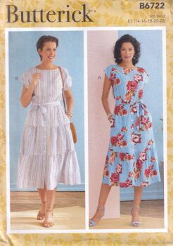 BUTTERICK B6722 DRESSES SEWING PATTERN-SIZE E5 (14,16,18,20,22)