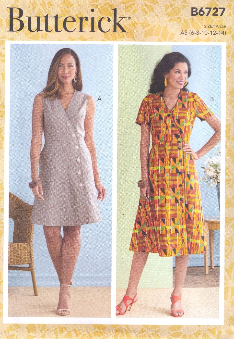 BUTTERICK B6727 DRESS SEWING PATTERN- SIZE A5 (6,8,10,12,14)