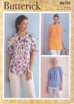 BUTTERICK B6730 TOPS SEWING PATTERN- SIZE A5 (6,8,10,12,14)