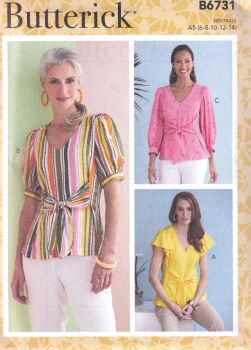 BUTTERICK B6731 TOPS SEWING PATTERN- SIZE A5 (6,8,10,12,14)
