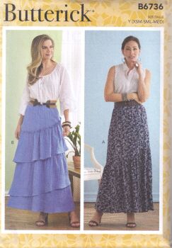 BUTTERICK B6736 SKIRT SEWING PATTERN -SIZE Y (XS,S,M)